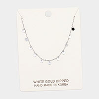 White Gold Dipped Bubble Pendant Drop Collar Necklace