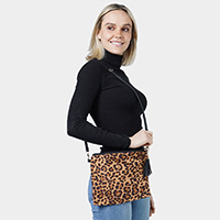 Leopard Print Tassel Crossbody / Clutch Bag