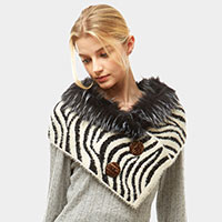 Zebra Pattern Faux Fur and Bottons Chenille Tube