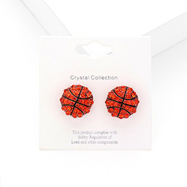 Crystal Rhinestone Paved Basketball Stud Earrings