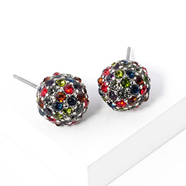 Rhinestone Pave Disco Ball Stud Earrings