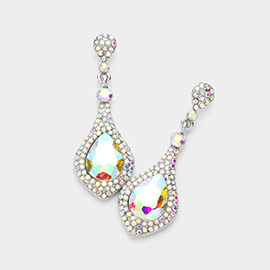 Teardrop Crystal Rhinestone Pave Evening Earrings