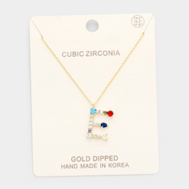 Gold Dipped CZ Letter E Pendant Necklace