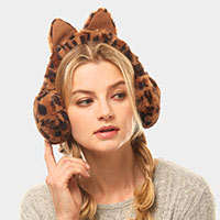 Leopard Cat Ear Faux Fur Earmuffs