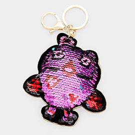 Flip Sequin Owl Plush Keychain