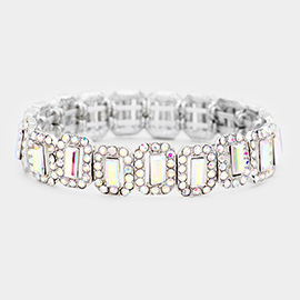 Emerald Cut Crystal Rhinestone Pave Evening Bracelet