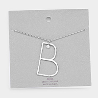 Brass -B- Monogram Metal Pendant Long Necklace