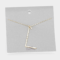 Brass -L- Monogram Metal Pendant Long Necklace