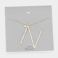 Brass -N- Monogram Metal Pendant Long Necklace