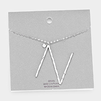Brass -N- Monogram Metal Pendant Long Necklace