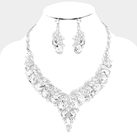 Teardrop Glass Crystal Vine Collar Evening Necklace 