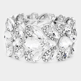 Teardrop Glass Crystal Evening Stretch Bracelet