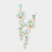 Crystal Rhinestone Floral Drop Evening Earrings 
