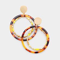 Celluloid Acetate Open Circle Beaded Earrings 