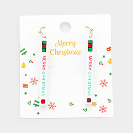 Merry Christmas Message Bar Dangle Earrings