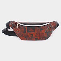 Mixed Picture Print Fanny Pack