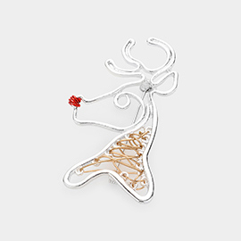 Christmas Metal Wire Rudolph Pin Brooch