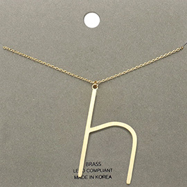 -h- Brass Monogram Metal Pendant Necklace