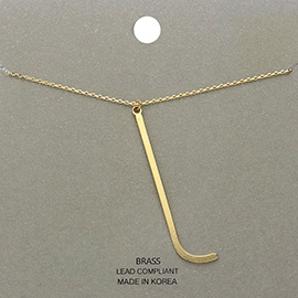 -l- Brass Monogram Metal Pendant Necklace