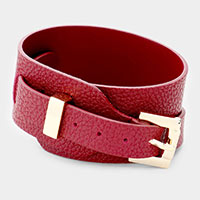 Faux Leather Belt Buckle Wrap Bracelet  