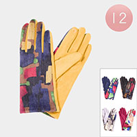12Pairs - Colorful Pattern Smart Gloves