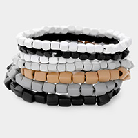 7PCS - Square Resin Multi Color Stretch Layered Bracelet