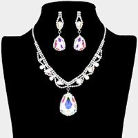 Teardrop Crystal Rhinestone Collar Evening Necklace