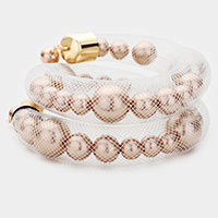 Mesh Tube Pearl Adjustable Bracelet