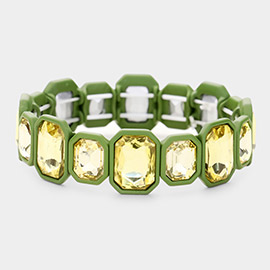 Glass Crystal Resin Trim Stretch Bracelet