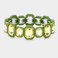 Glass Crystal Resin Trim Stretch Bracelet 