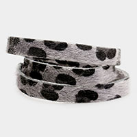 Leopard Pattern Faux Leather Wrap Bracelet