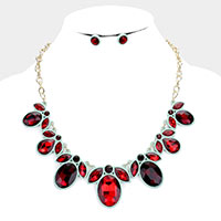 Oval Marquise Glass Crystal Collar Necklace