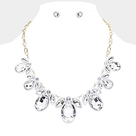 Oval Marquise Glass Crystal Collar Necklace