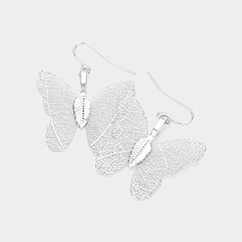 White Gold Dipped Sterling Silver Post Butterfly Earrings