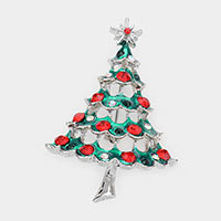 Christmas Tree Rhinestone Pin Brooch