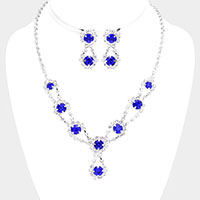 Round Crystal Vine Rhinestone Bib Drop Necklace