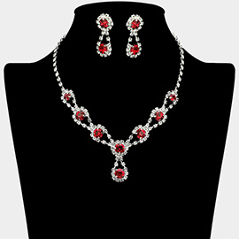 Round Crystal Vine Rhinestone Bib Drop Necklace