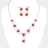 
Round Crystal Vine Rhinestone Bib Drop Necklace  