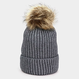 Soft Knit Faux Pom Pom Beanie Hat