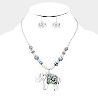 Abalone Elephant Multi Bead Necklace