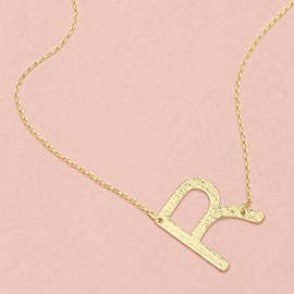 -R- Gold Dipped Monogram Pendant Necklace