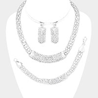 Rhinestone Pave Snake Metal Necklace Jewelry Set