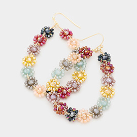 Faceted Bead Cluster Floral Teardrop Earrings