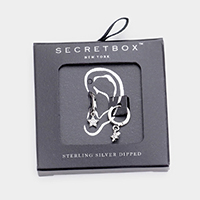 Secret Box _ Sterling Silver Dipped Hoop CZ Cubic Zirconia Star Earrings