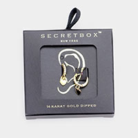 
Secret Box _ 14K Gold Dipped CZ Hoop Heart Earrings