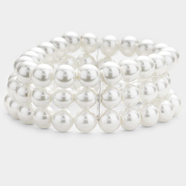 Multi Layered Pearl Stretch Bracelet