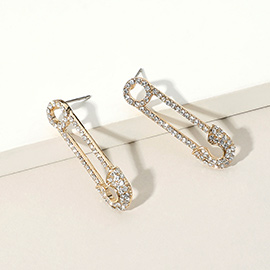 Rhinestone Pave Safety Pin Earrings