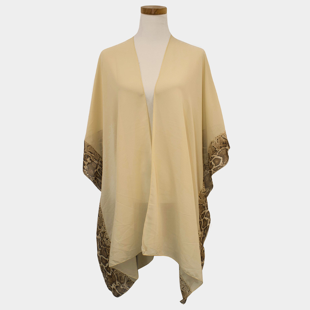 Animal Border Chiffon Kimono Poncho