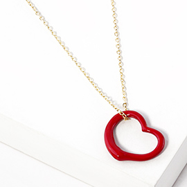 Metal Heart Cut out Pendant Necklace