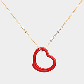 Metal Heart Cut out Pendant Necklace